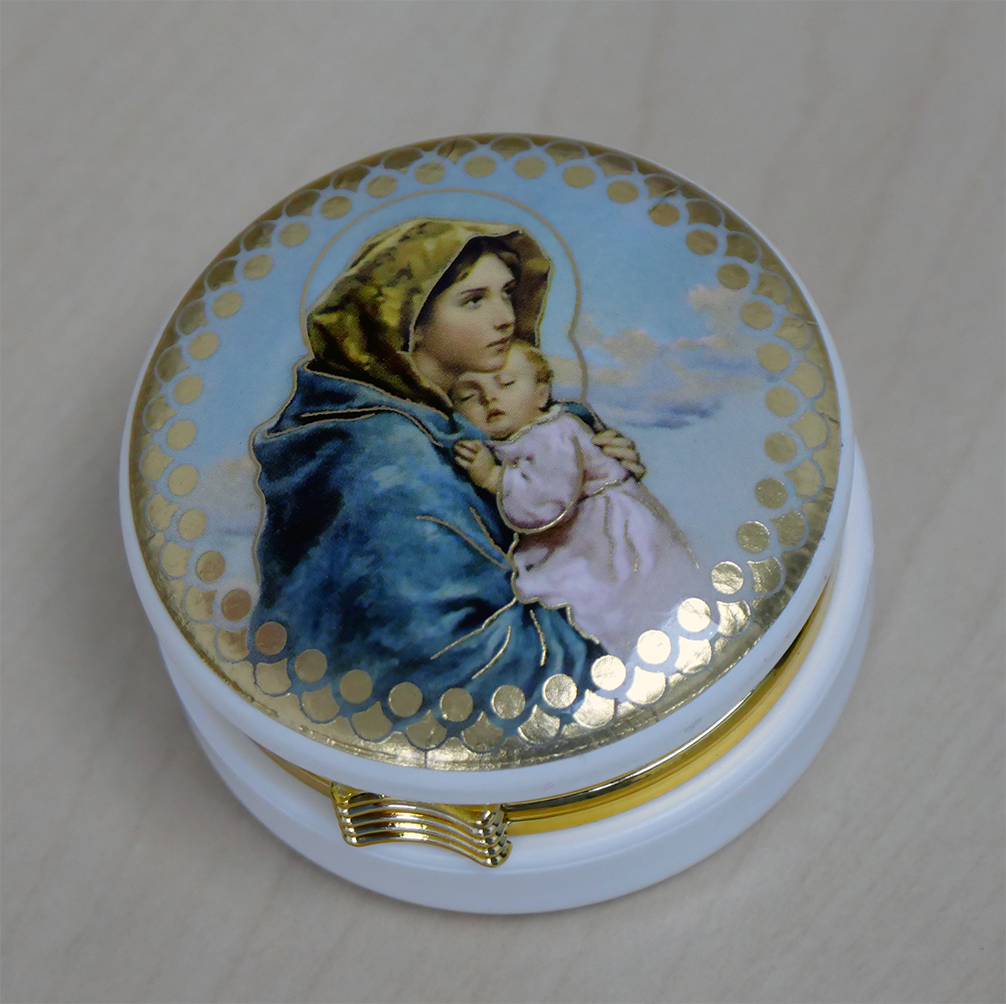 Rosenkranzdose Motiv "Muttergottes mit dem Jesuskind"