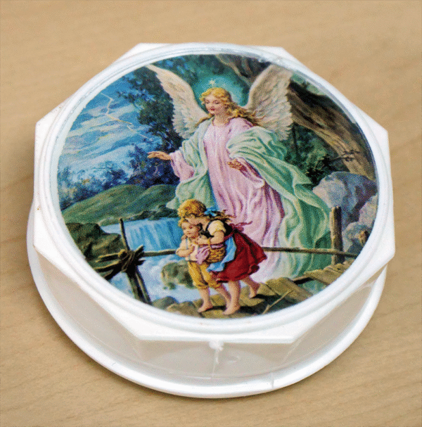 Rosenkranzdose Motiv "Schutzengel/Kelch"