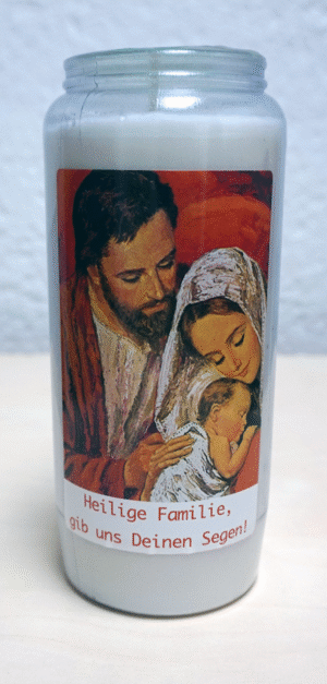 Kompolichtkerze Wachs Motiv „Heilige Familie“