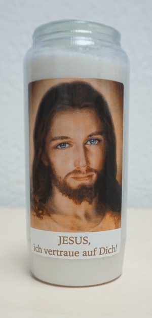 Kompolichtkerze Wachs Motiv „Faustinabild“