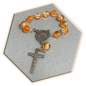 Zehner-Rosenkranz Glaskristall orange-gold
