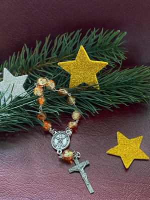 Zehner-Rosenkranz Glaskristall orange-gold